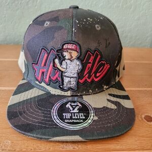 NEW- Top Level Snapback Camo Hustle Adjustable Cap